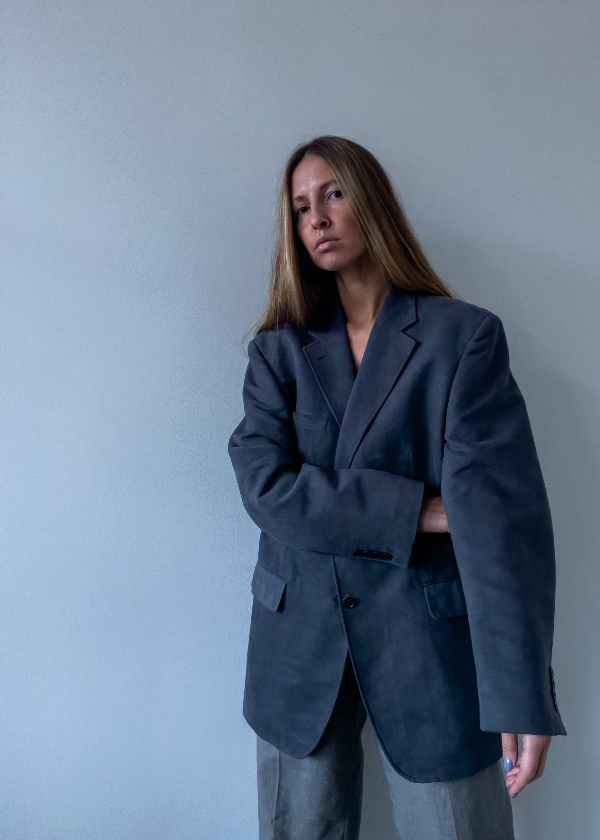 Vintage Grey Oversized Blazer