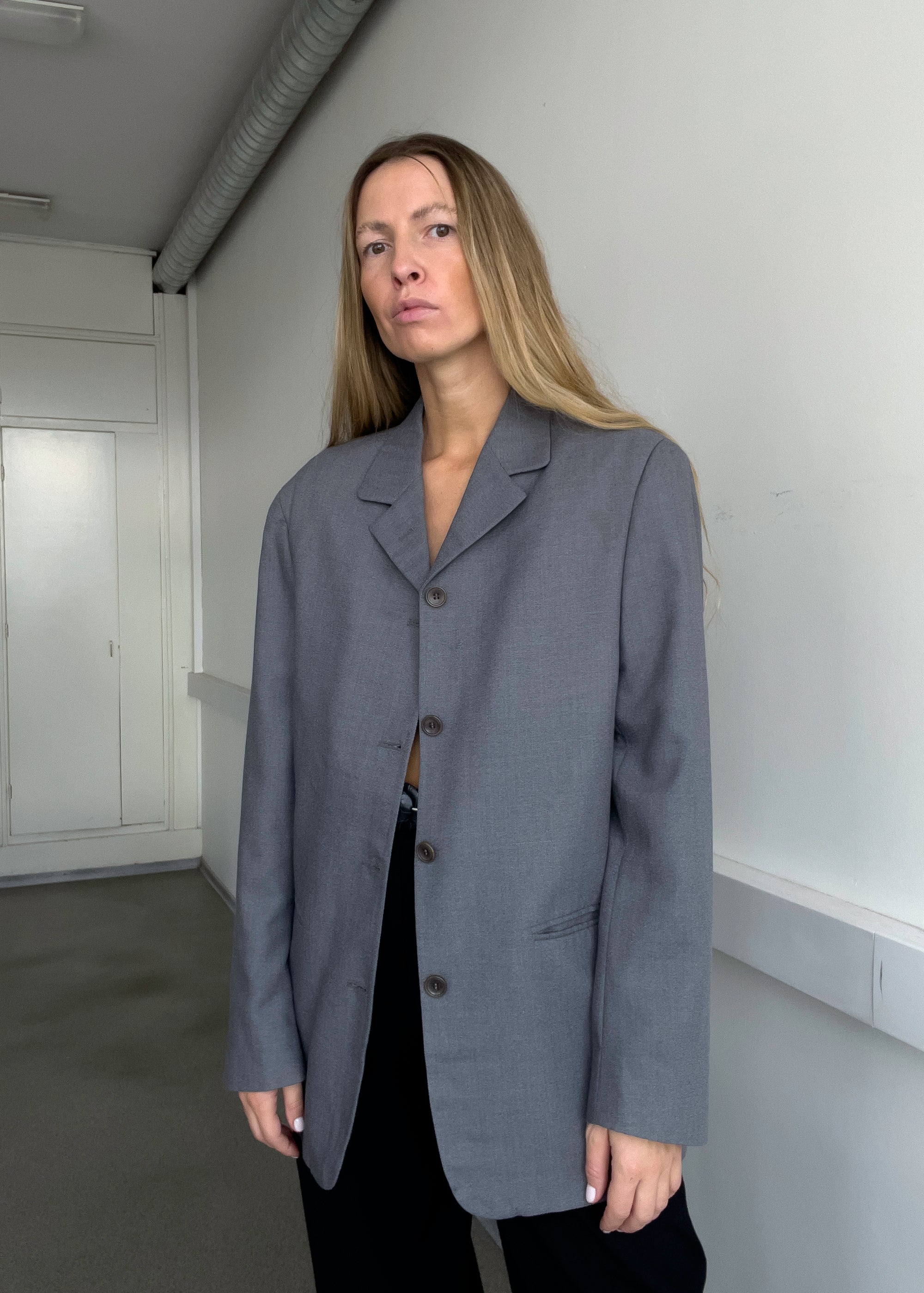 Vintage Grey Light Weight Buttoned Jacket