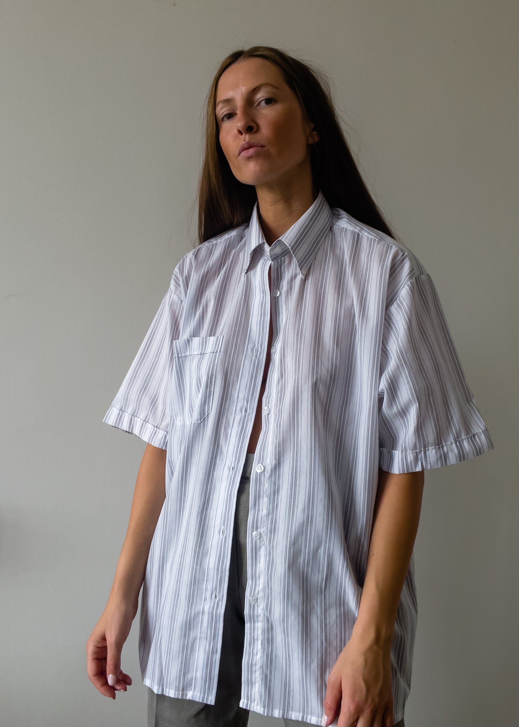 Vintage White Stripy Oversized Shirt