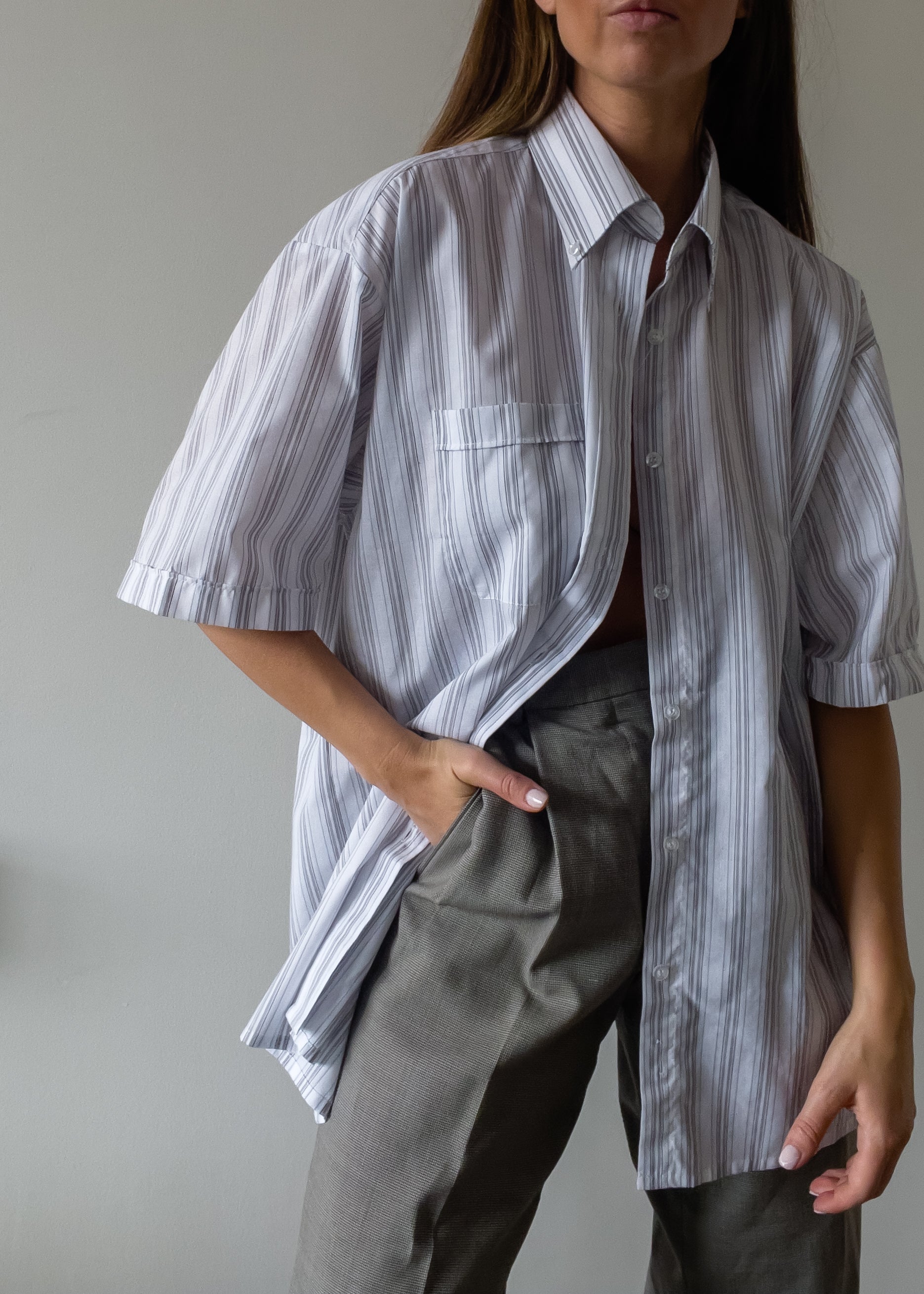 Vintage White Stripy Oversized Shirt