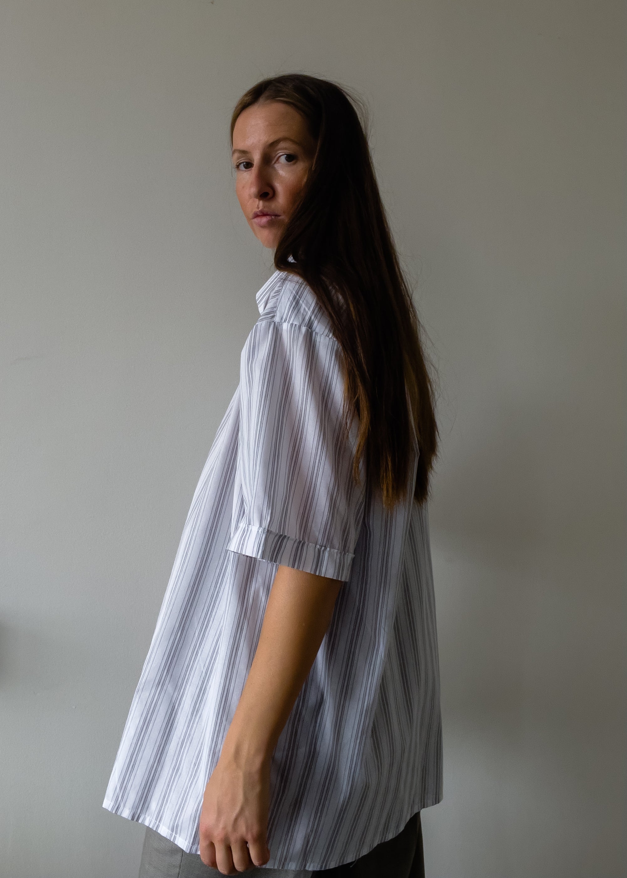 Vintage White Stripy Oversized Shirt