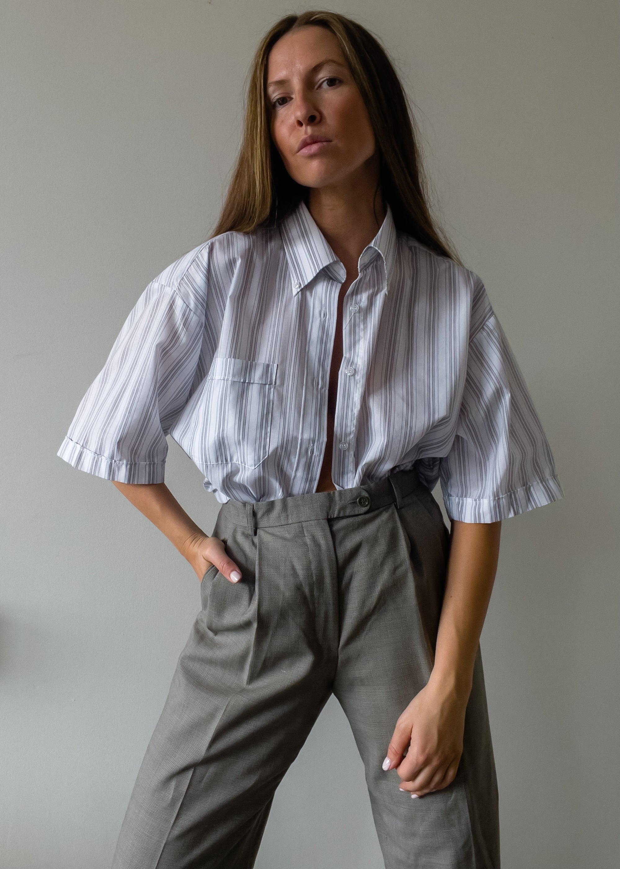 Vintage White Stripy Oversized Shirt