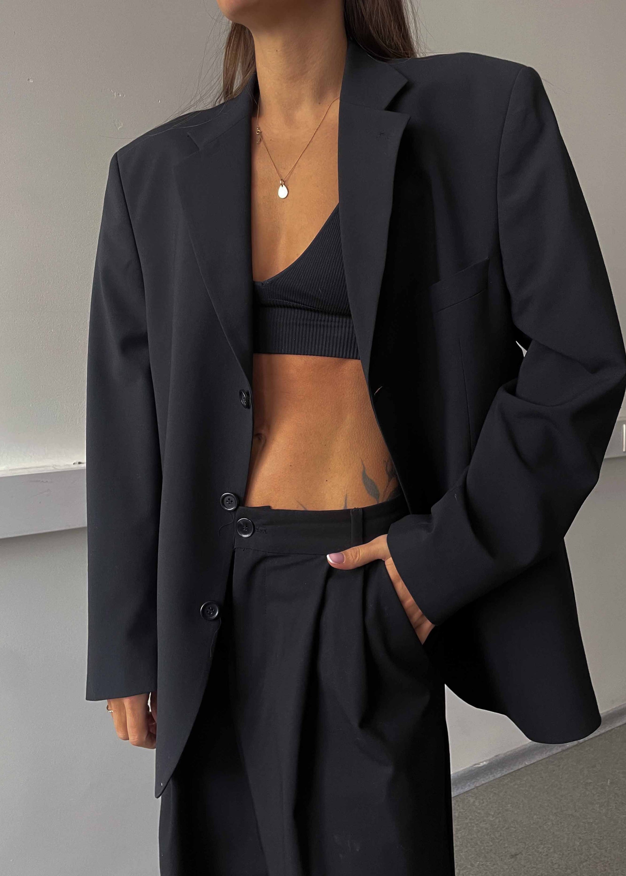 Vintage Black Oversized Blazer by BATISTINI