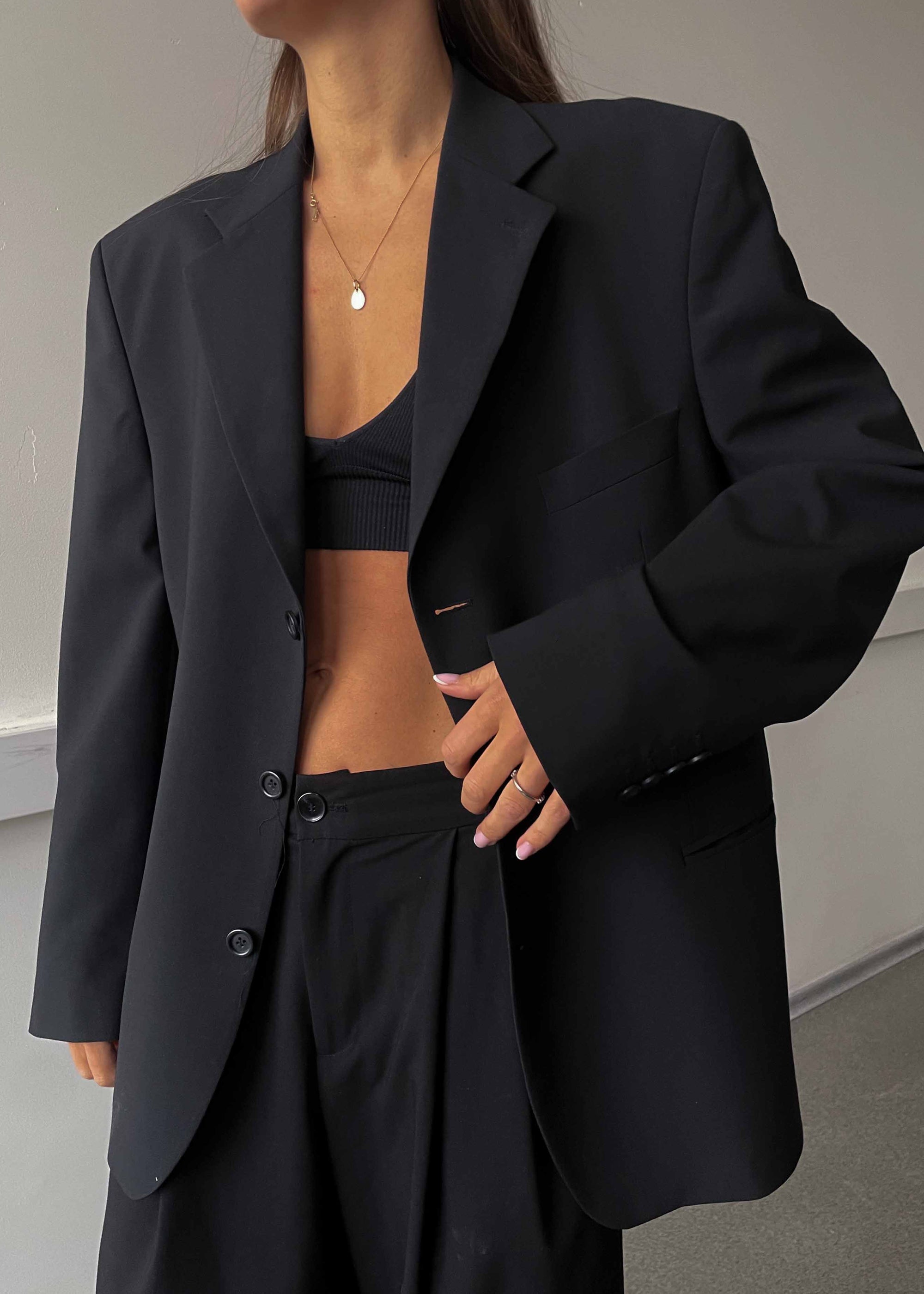 Vintage Black Oversized Blazer by BATISTINI