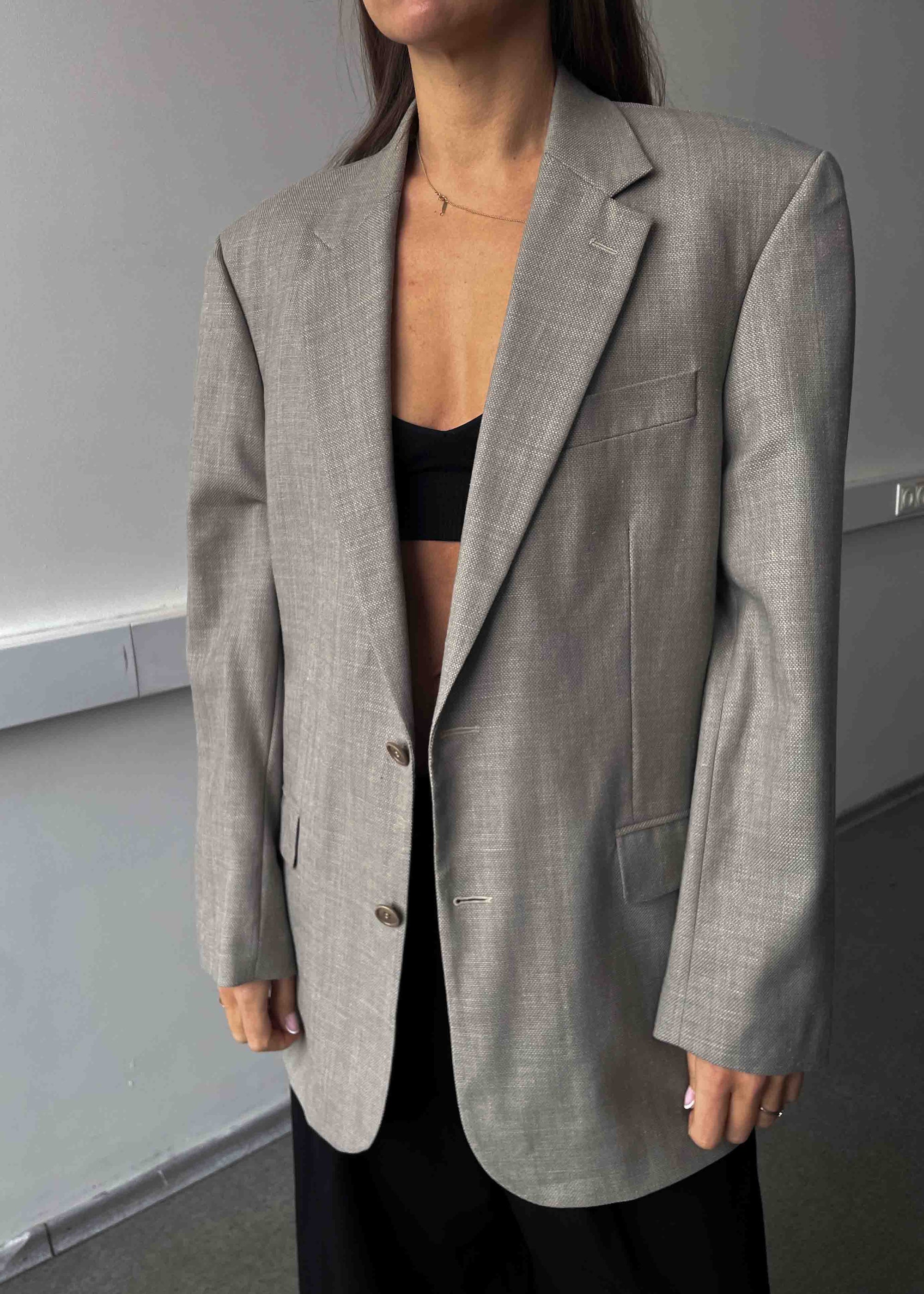 Vintage Light Grey Oversized Blazer