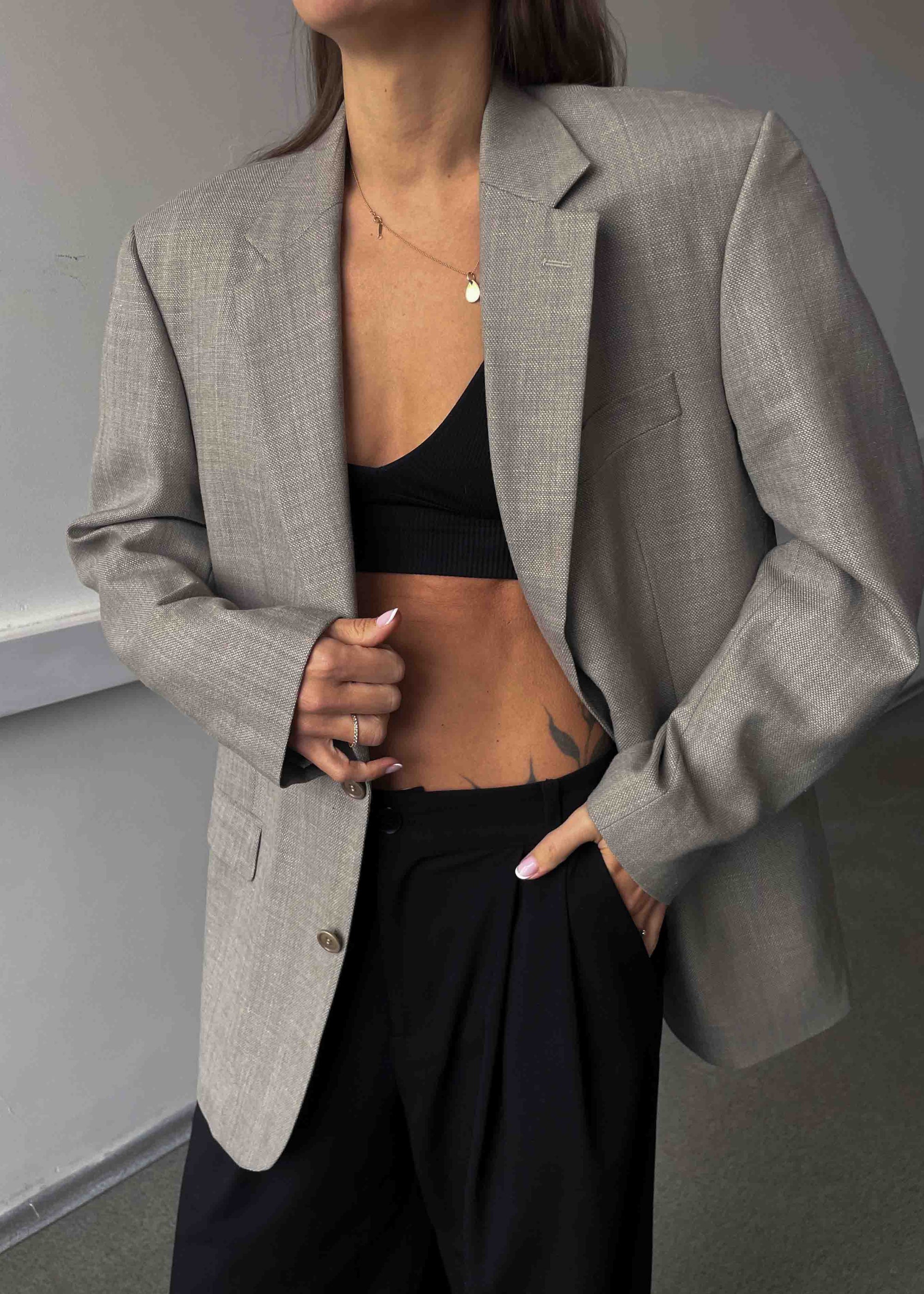 Vintage Light Grey Oversized Blazer