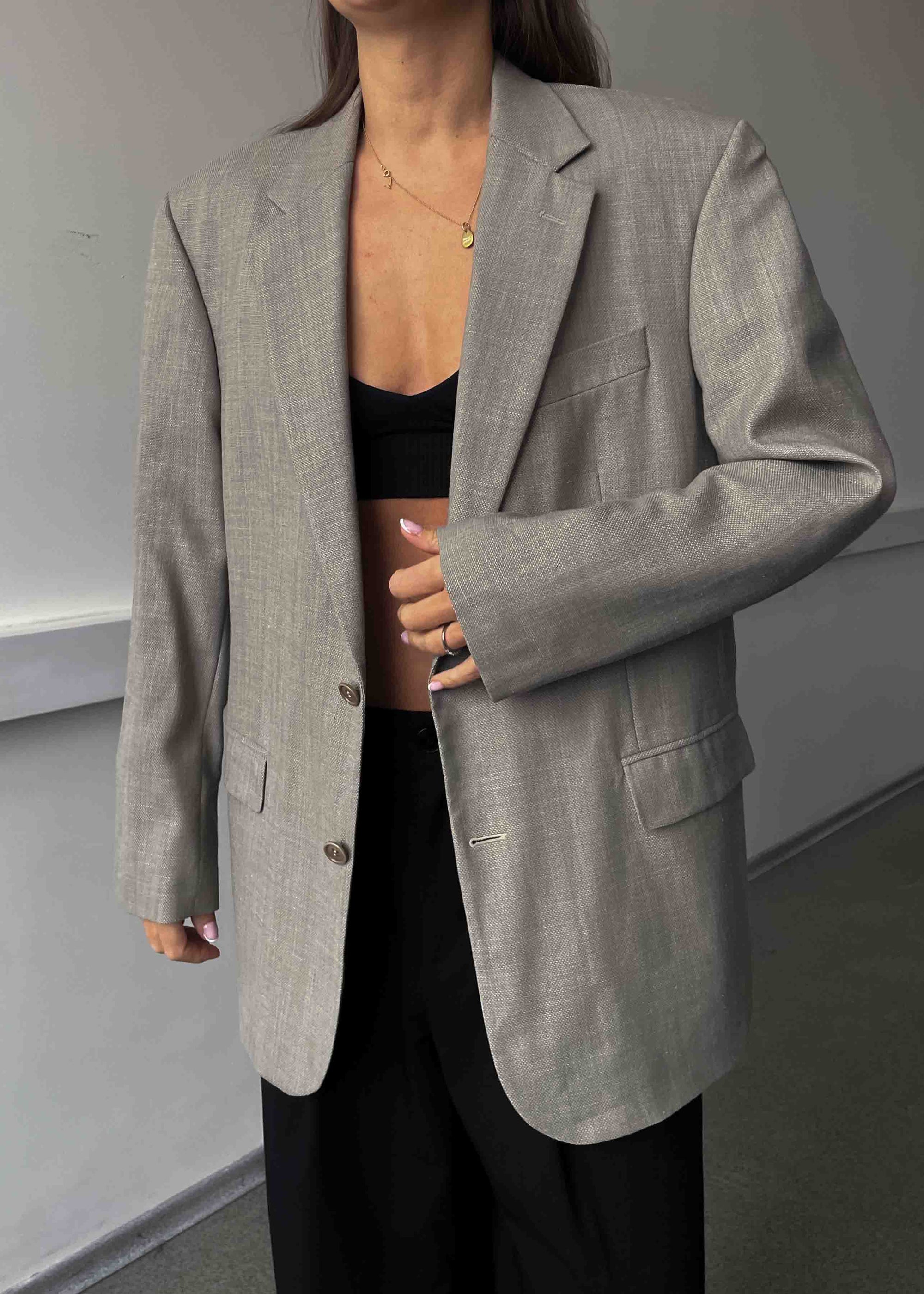 Vintage Light Grey Oversized Blazer