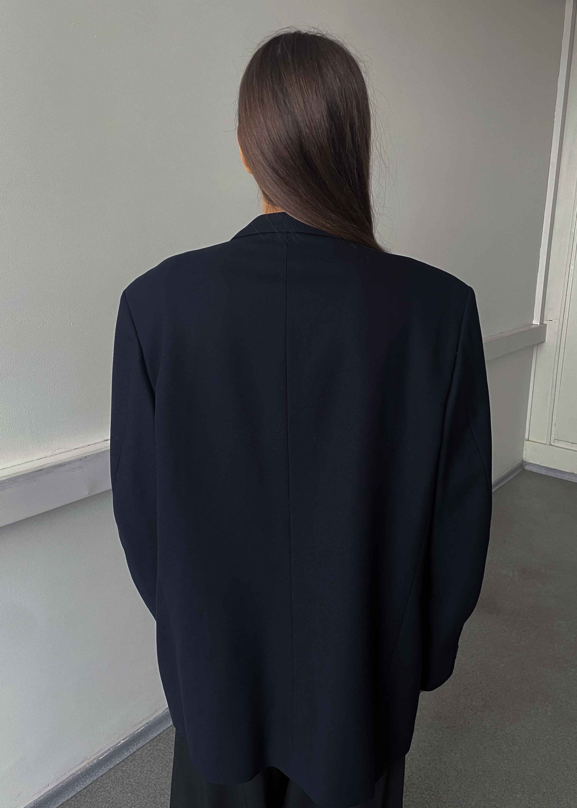 Vintage Navy Blue Oversized 100% WOOL Blazer