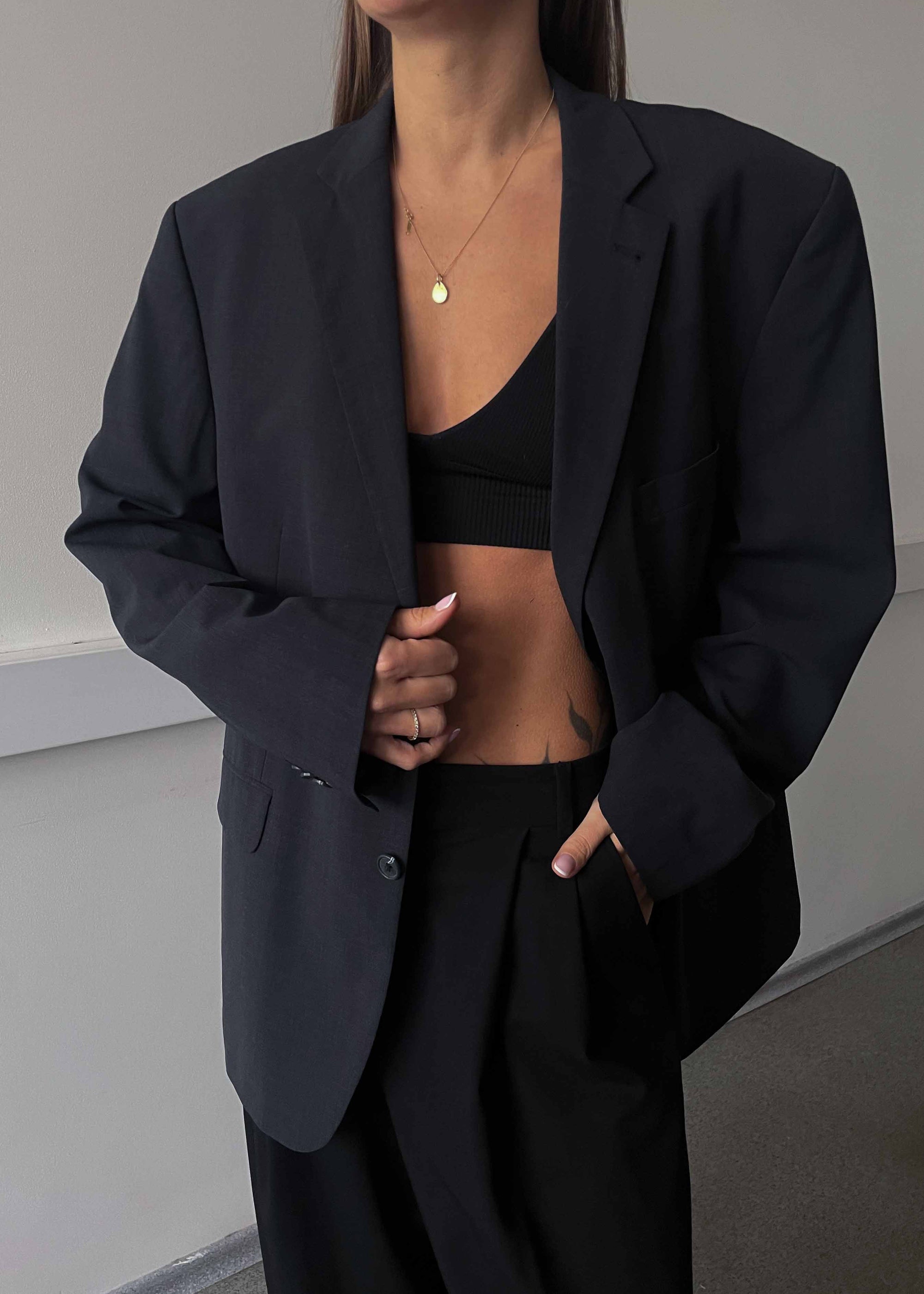 Vintage Dark GreyOversized 100% WOOL Blazer