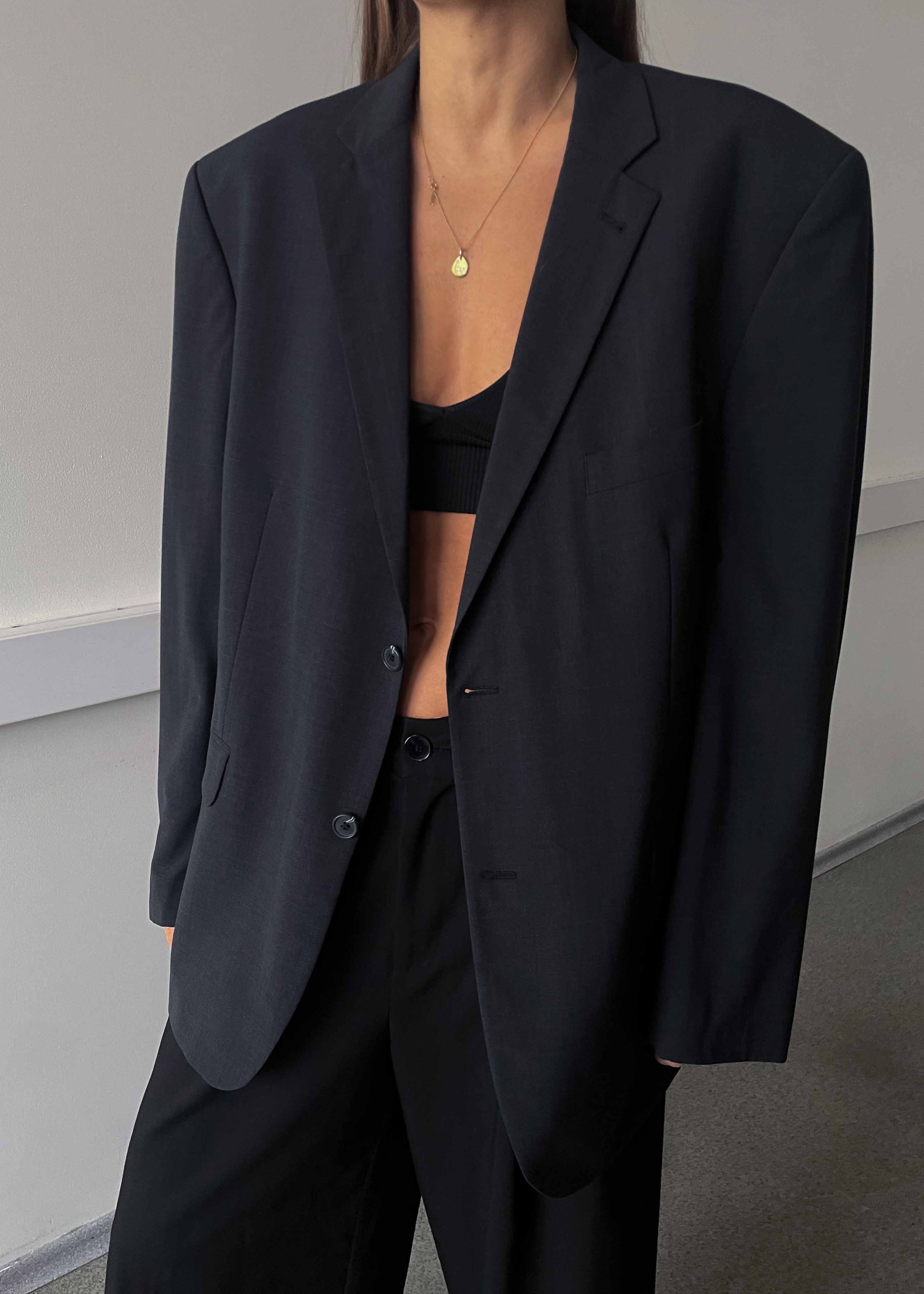 Vintage Dark GreyOversized 100% WOOL Blazer