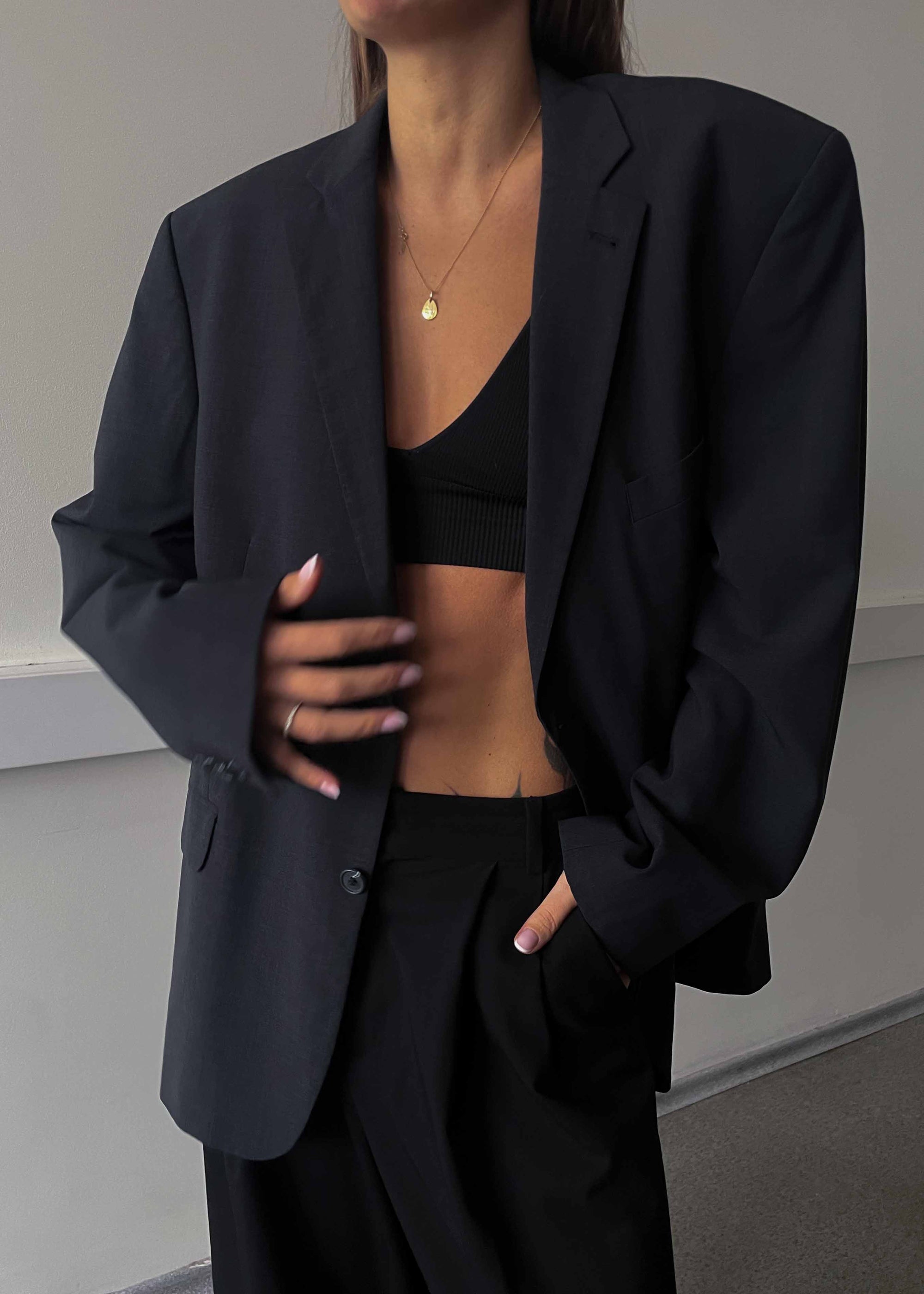 Vintage Dark GreyOversized 100% WOOL Blazer