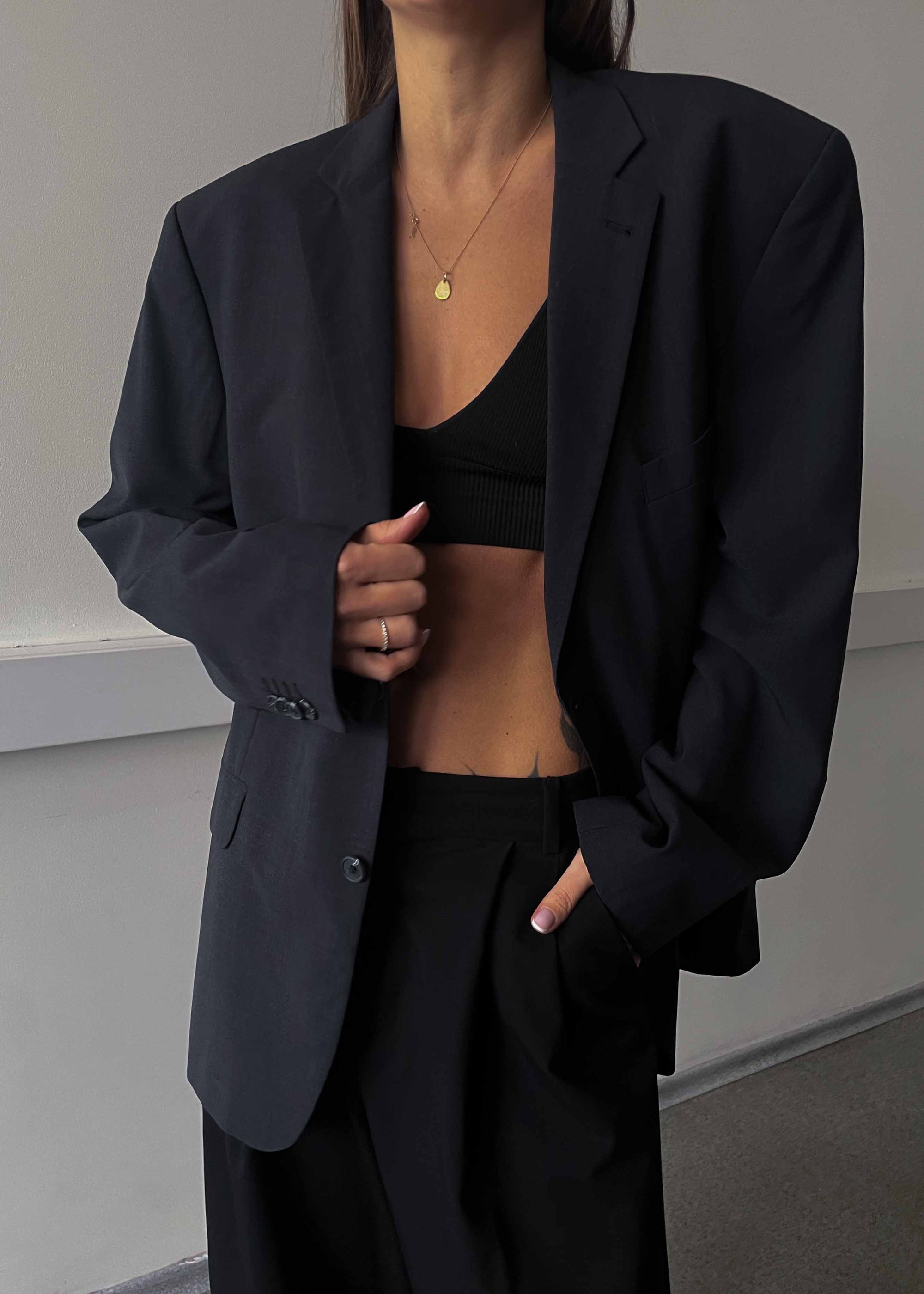 Vintage Dark GreyOversized 100% WOOL Blazer