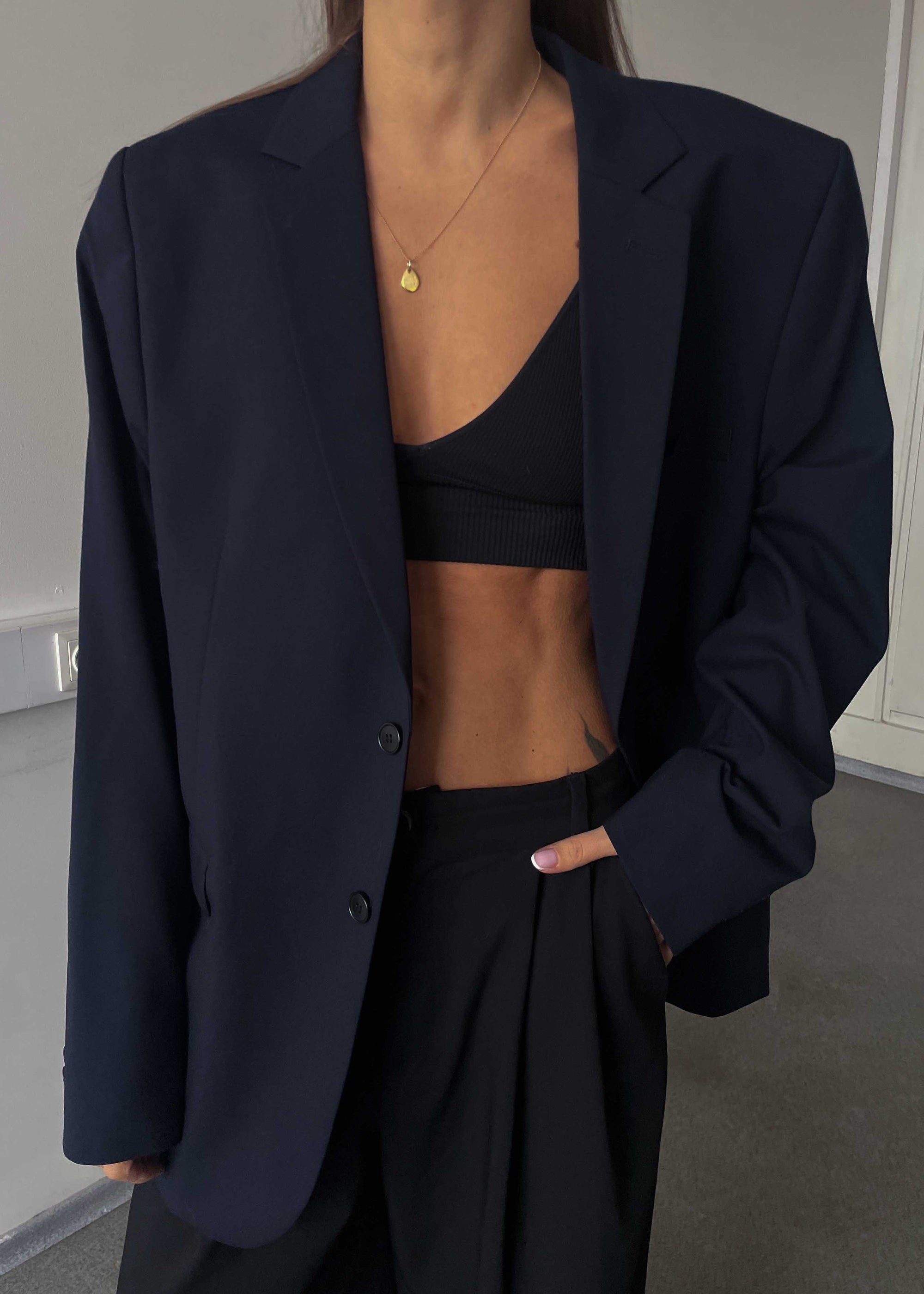 Vintage Navy Blue Oversized Blazer