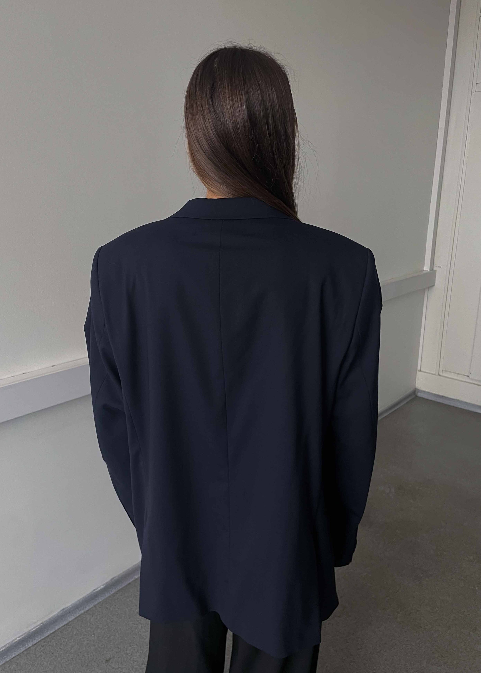 Vintage Navy Blue Oversized Blazer