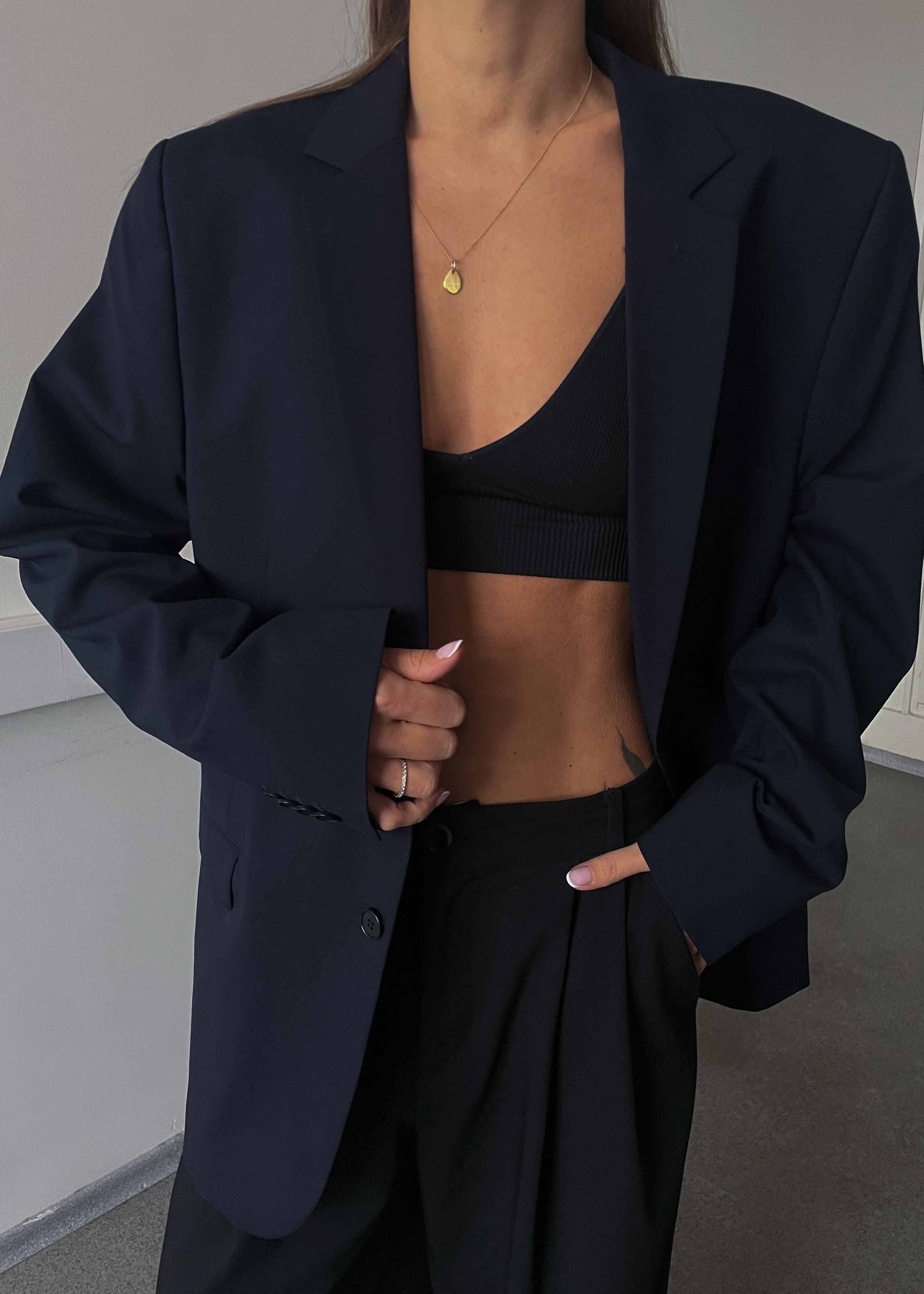 Vintage Navy Blue Oversized Blazer