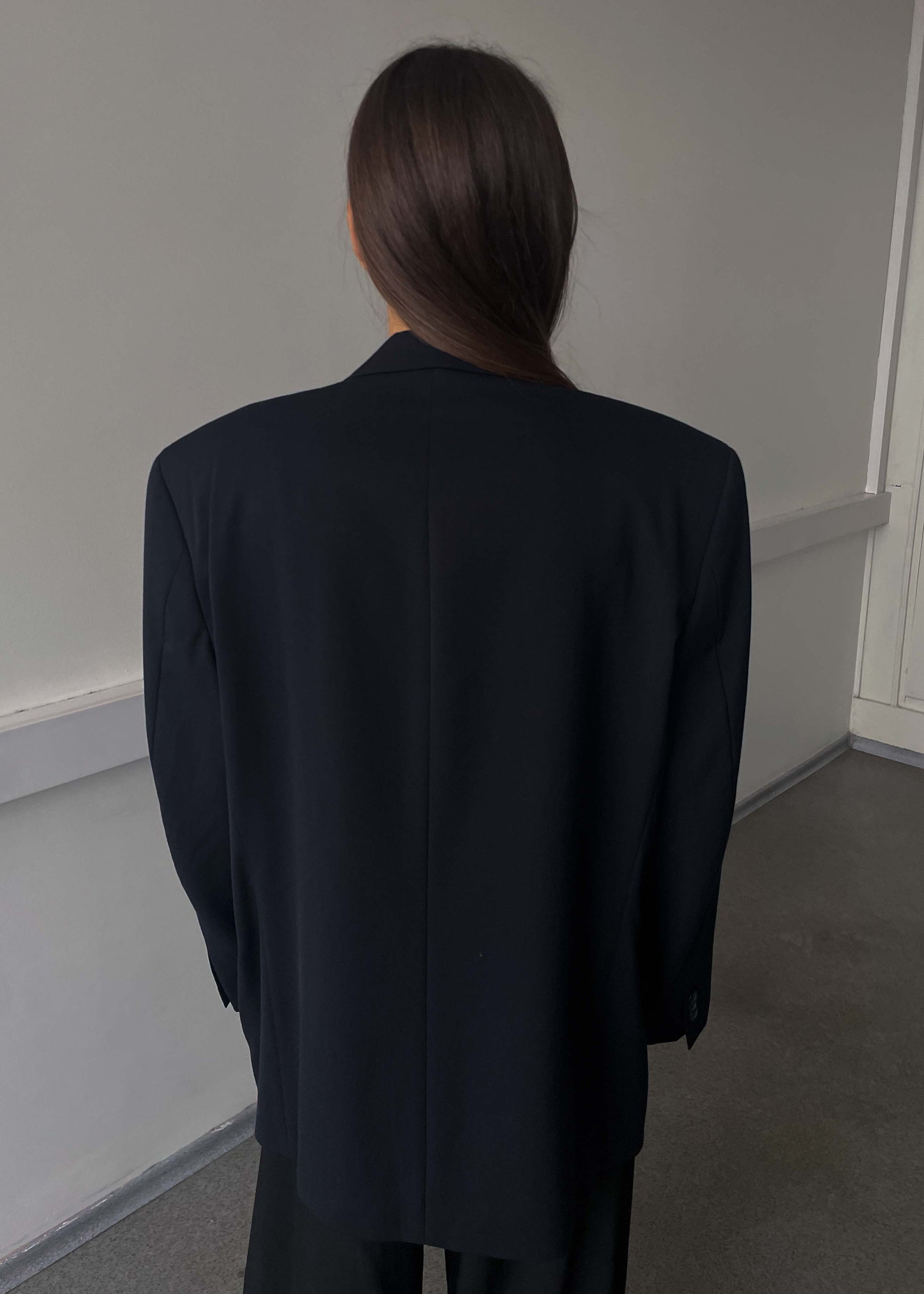Vintage Navy Blue Classic Oversized Blazer