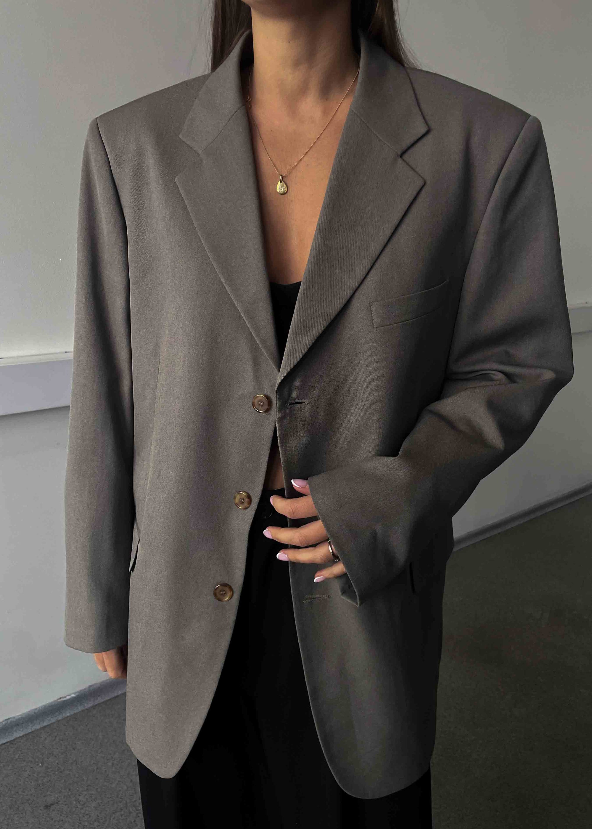 Vintage Light Grey Oversized Blazer