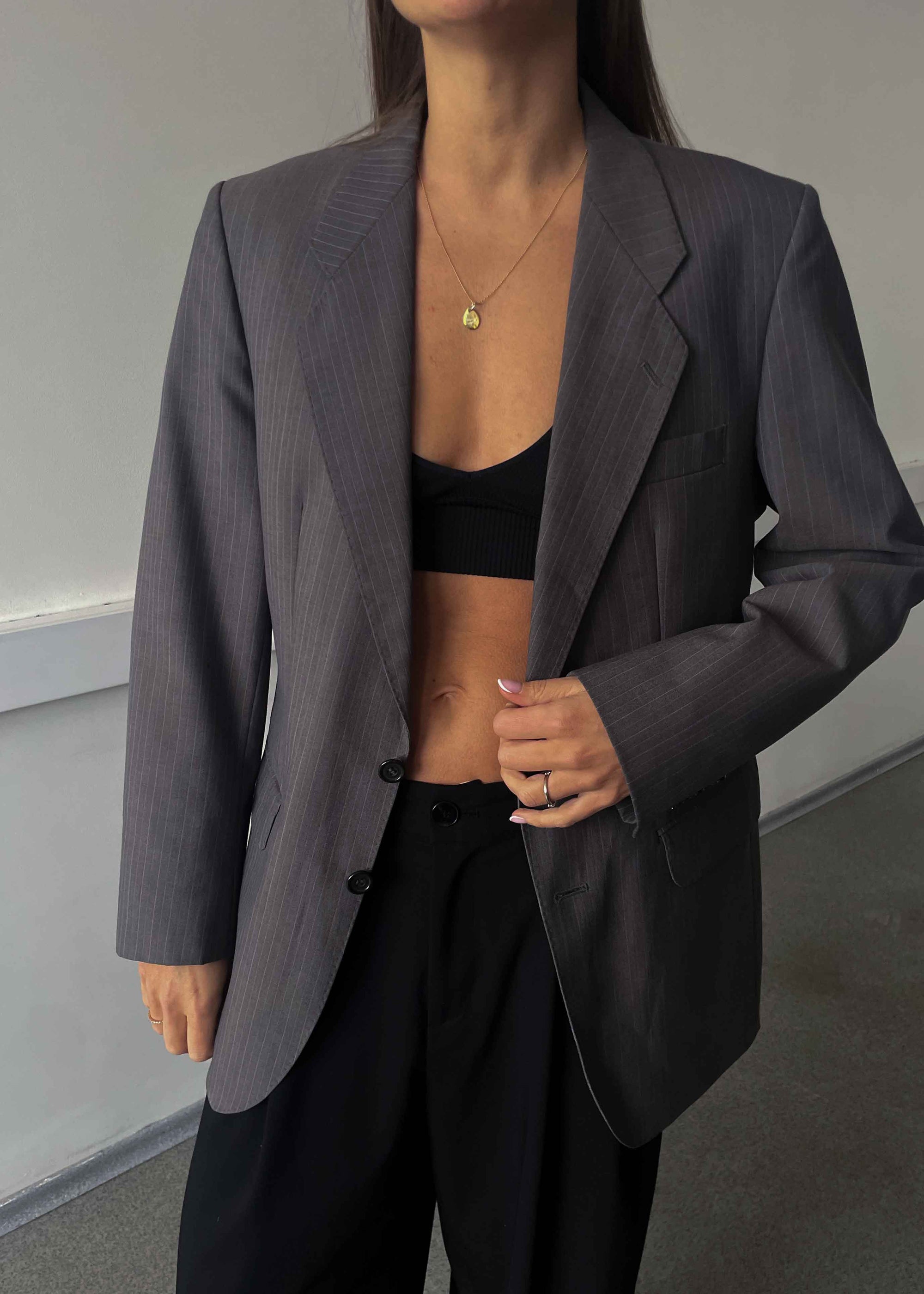 Vintage Warm Grey Oversized Blazer