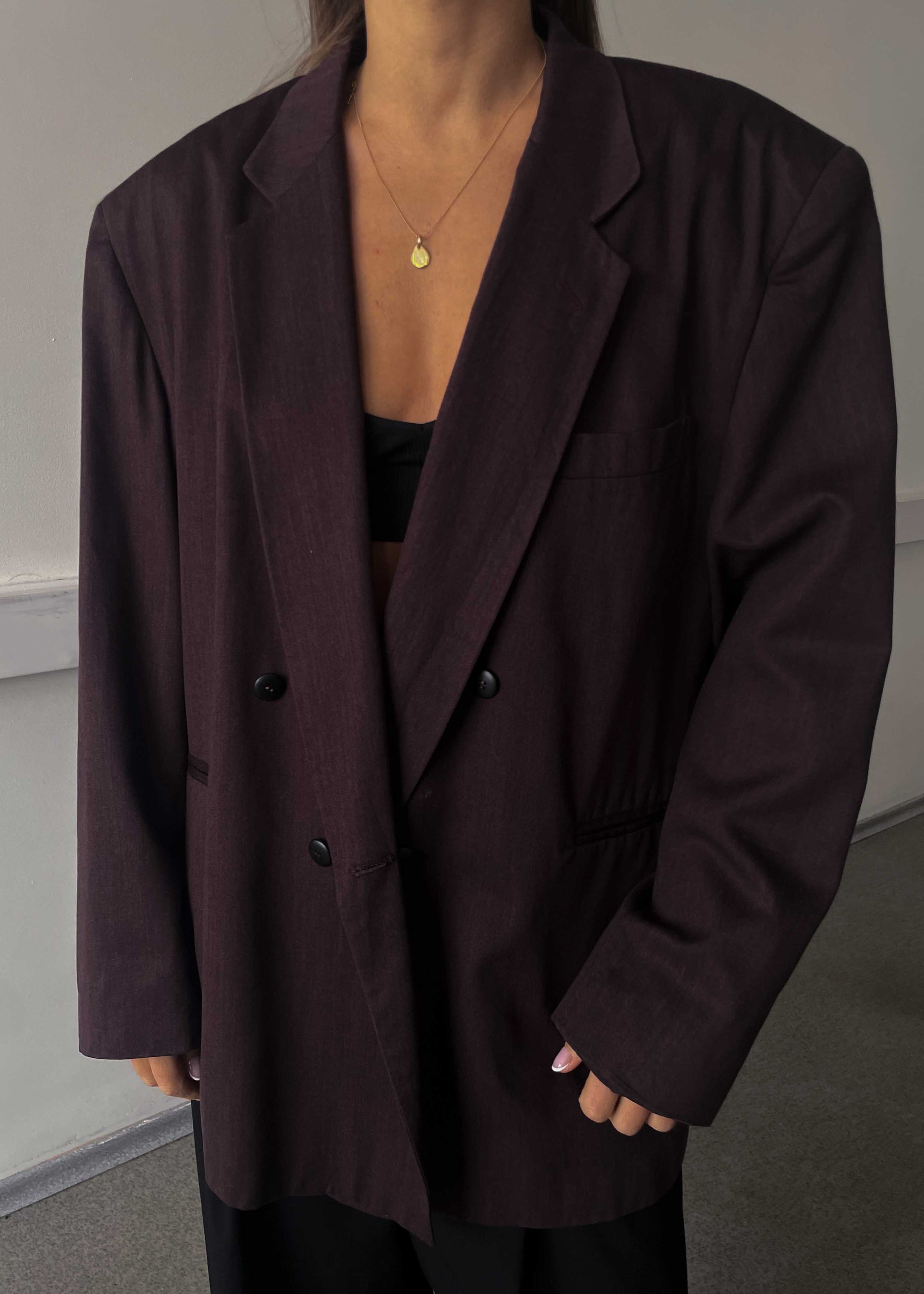 Vintage Burgundy Oversized Double Breasted Blazer