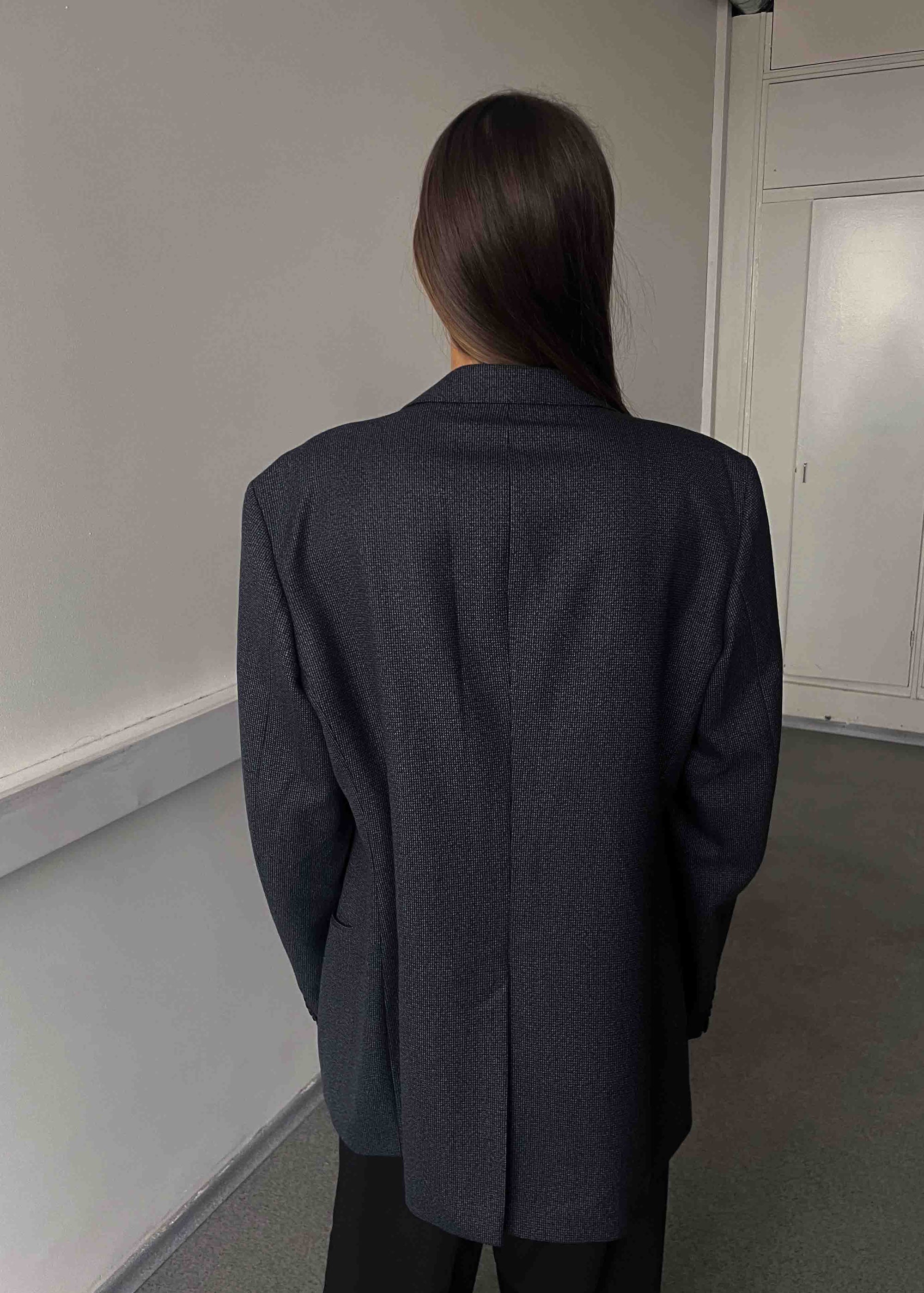 Vintage Blue Patterned Oversized Blazer