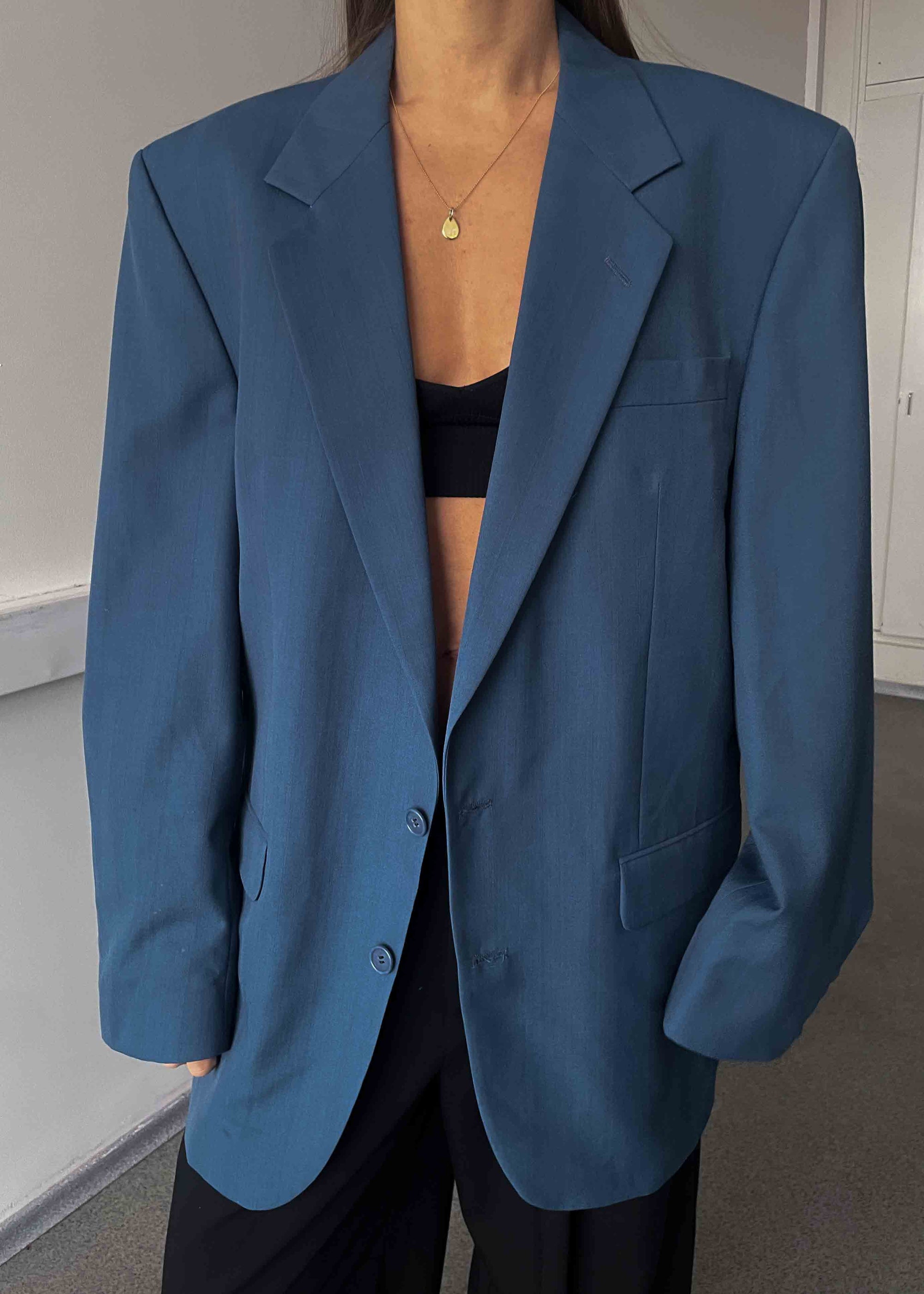 Vintage Light Blue Oversized Blazer