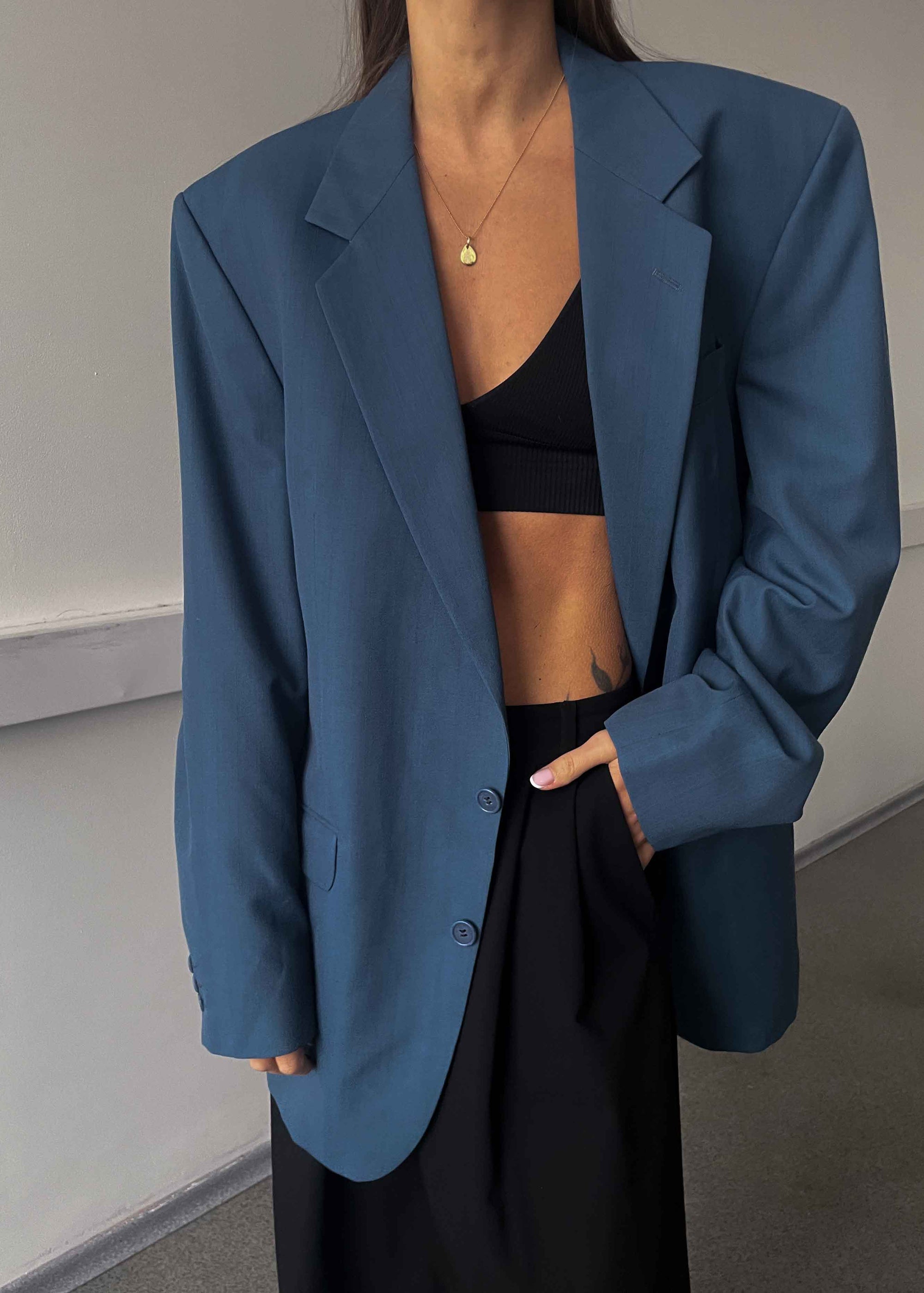 Vintage Light Blue Oversized Blazer