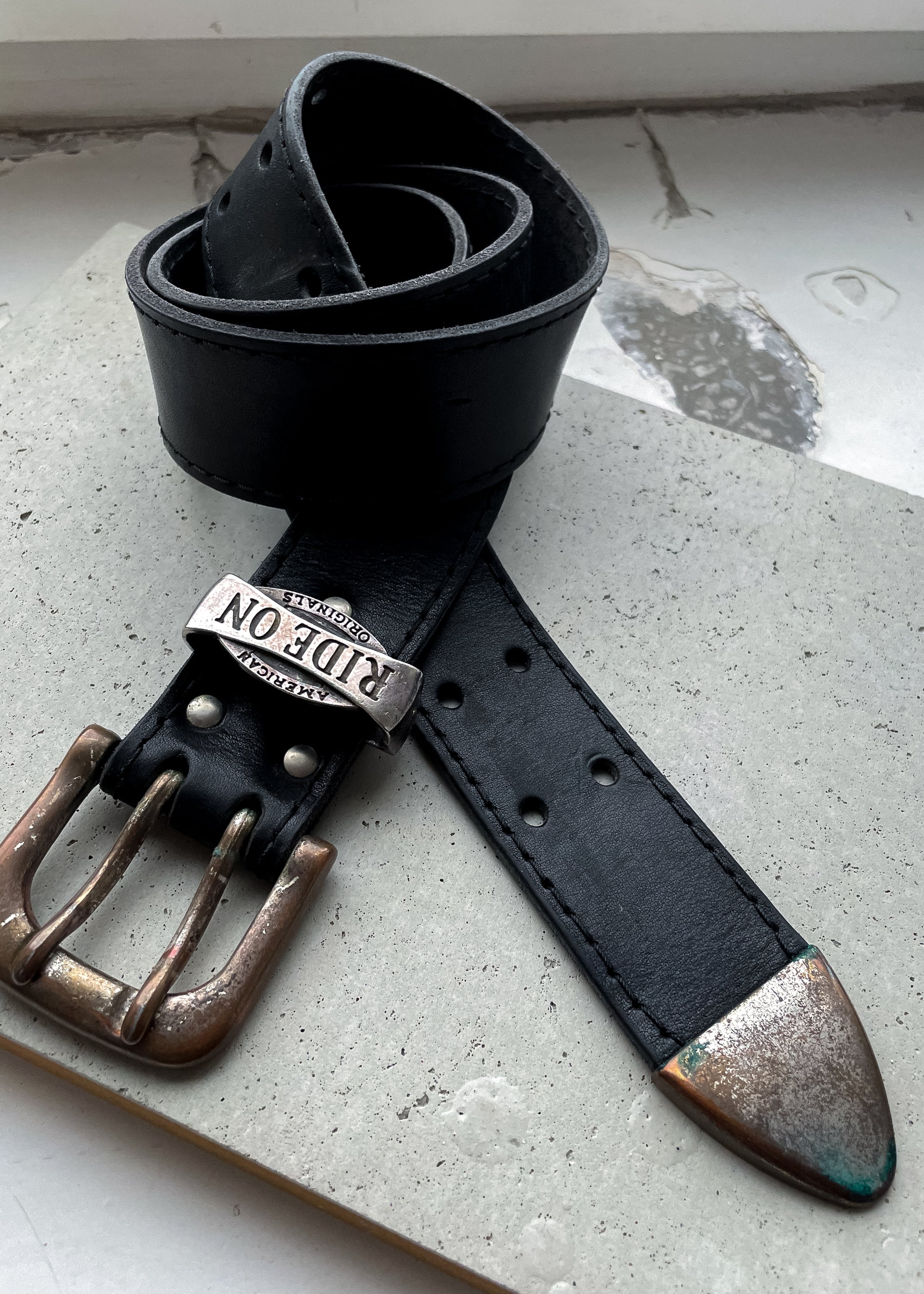 Vintage Black Leather Belt